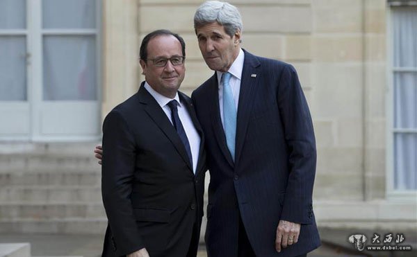 法国总统奥朗德会见美国国务卿克里