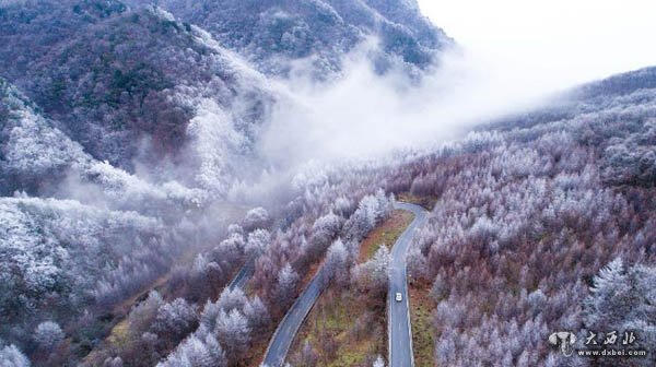 航拍湖北省神农架林区雪景