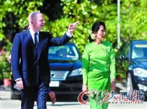 6日,黑格与昂山素季会晤。 6日,黑格与昂山素季会晤。