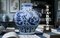 水浒108将的一组青花瓷